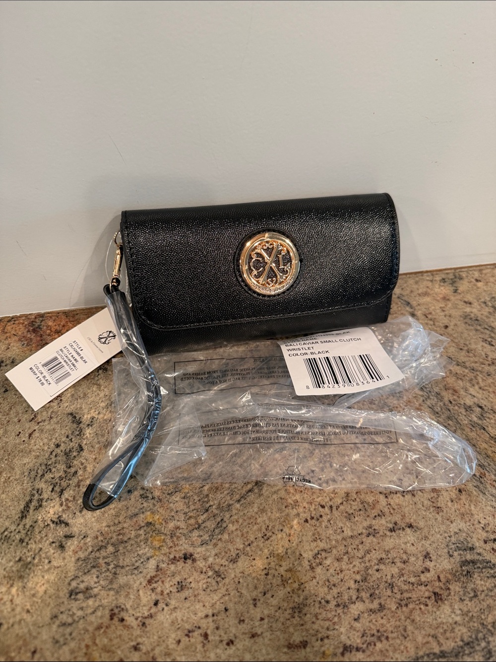 Christian Lacroix Black Wristlet Clutch NWT